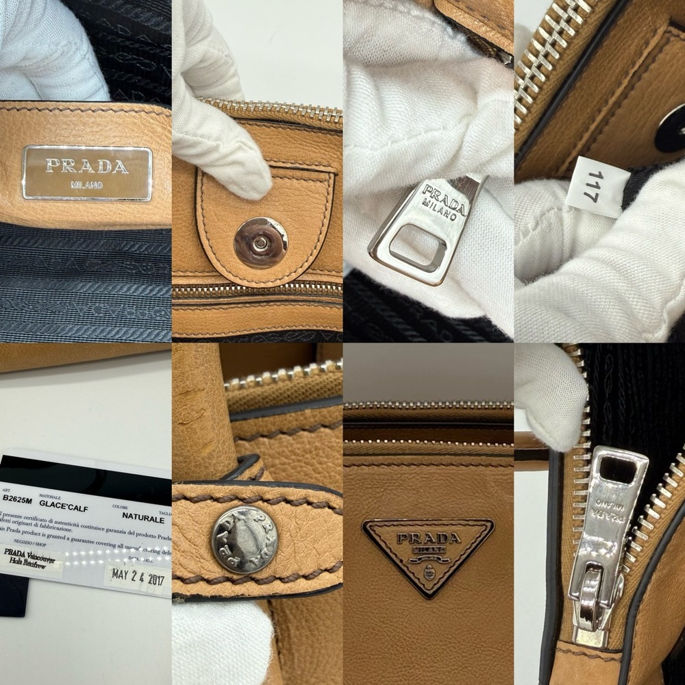 Authentic Prada light brown Calfskin leather tote - Picture 14 of 15